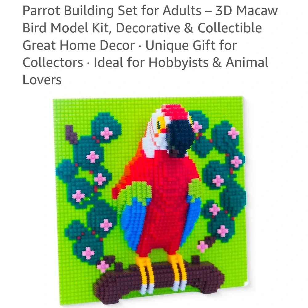 Parrot Building Set for Adults 3D Macaw Bird Model Kit 7442 Pieces Home Decor